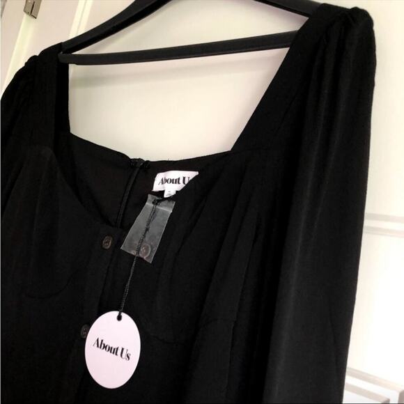 🆕 Revolve About Us Giselle dress button front detail black long sleeve mini - Picture 11 of 13